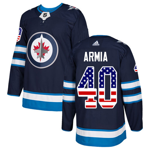 Adidas Jets #40 Joel Armia Navy Blue Home Authentic USA Flag Stitched NHL Jersey